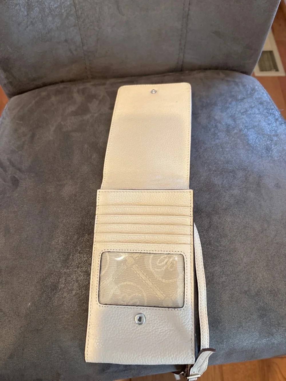 Brighton Pretty Tough Phone Crossbody Organizer Cream and Snake Print Leather